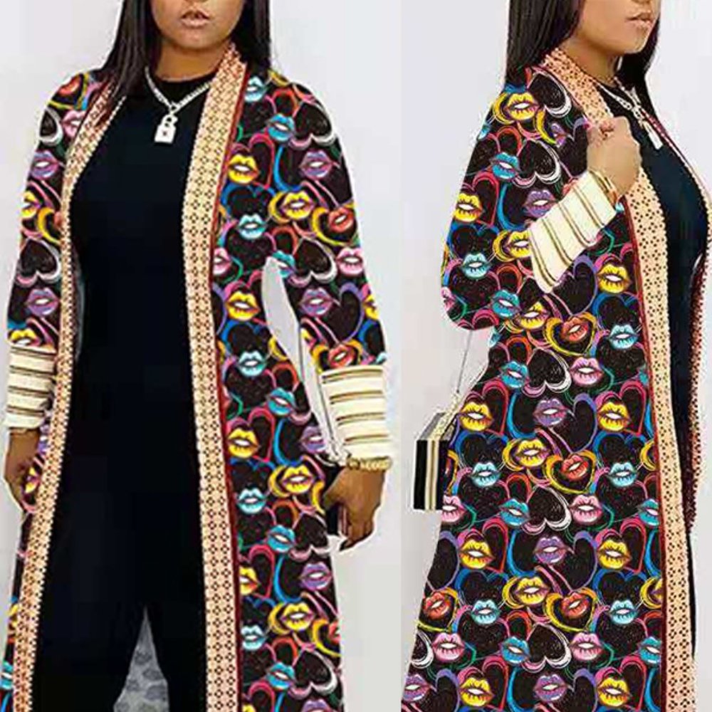 Lovely Casual Print Multicolor Long Coat